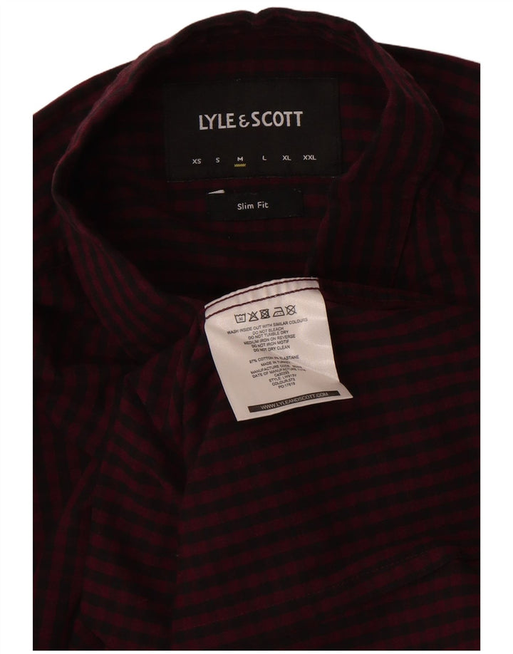 Lyle & Scott Herre Slim Fit skjorte Medium Burgundy Gingham Cotton
