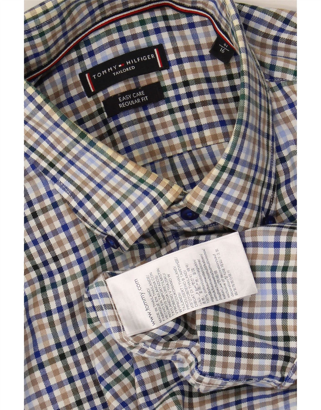 TOMMY HILFIGER Mens Tailored Shirt Size 41/16 Large Multicoloured Check Vintage Tommy Hilfiger and Second-Hand Tommy Hilfiger from Messina Hembry 
