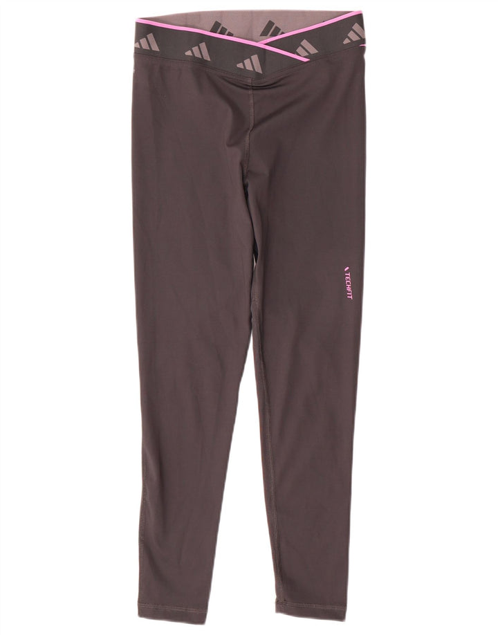 Adidas Womens Aeroready Graphic Leggings UK 8/10 Small  Grey Polyester