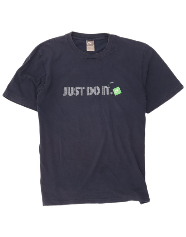 NIKE Grafisk T-shirt top til mænd UK 42/44 Large Navy Blue