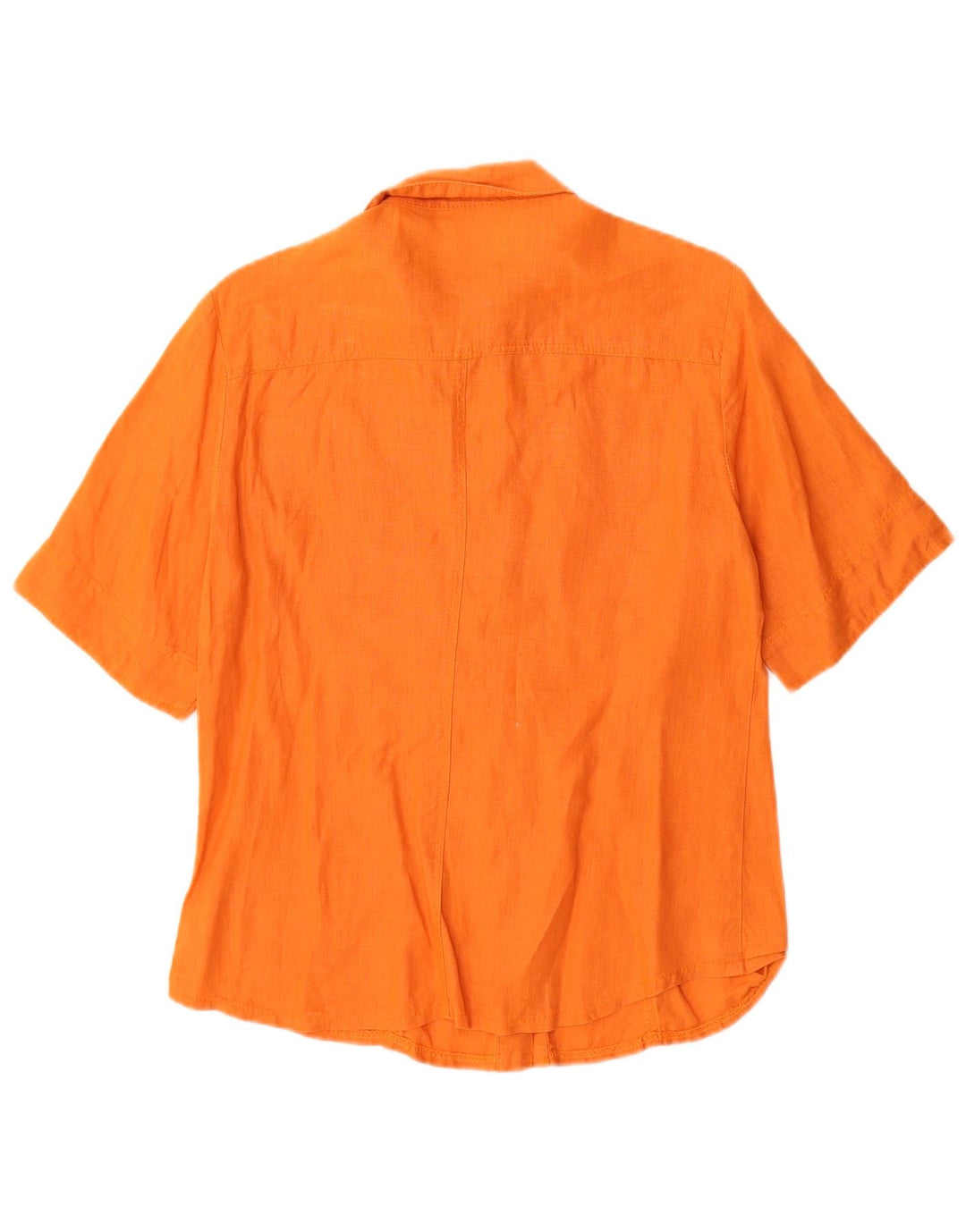 VINTAGE kortærmet skjorte til kvinder UK 12 Medium Orange Linen