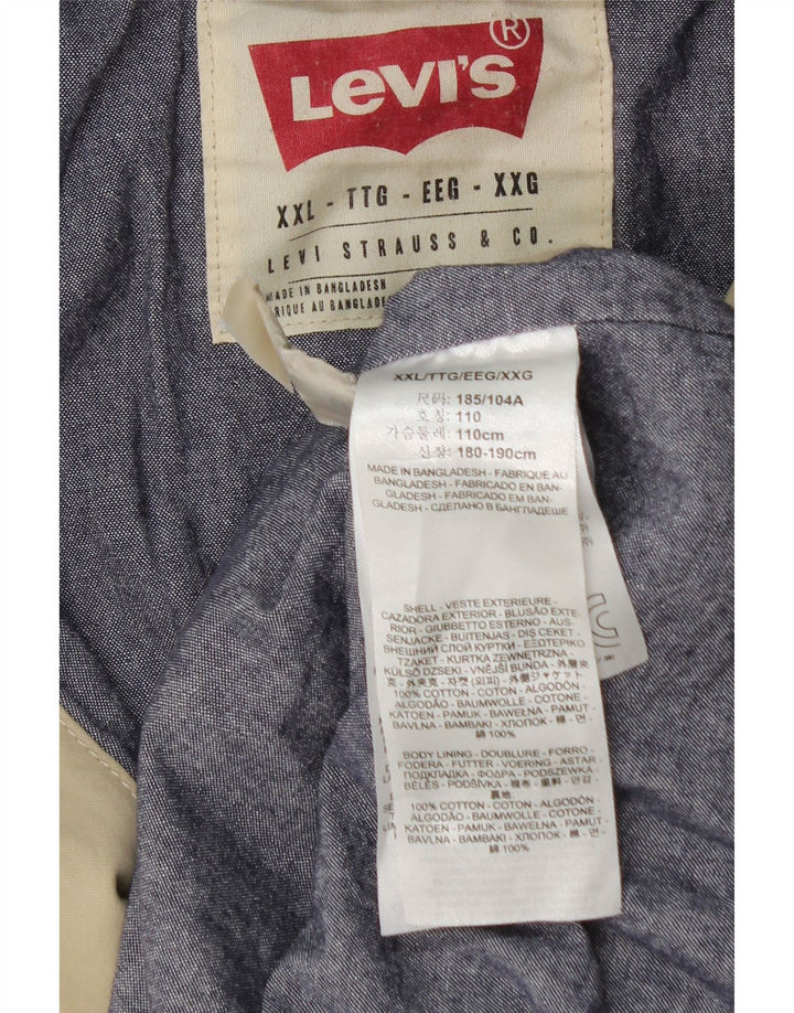 Levi's Herre Hooded Windbreaker Jacket UK 44 2XL Beige Bomuld