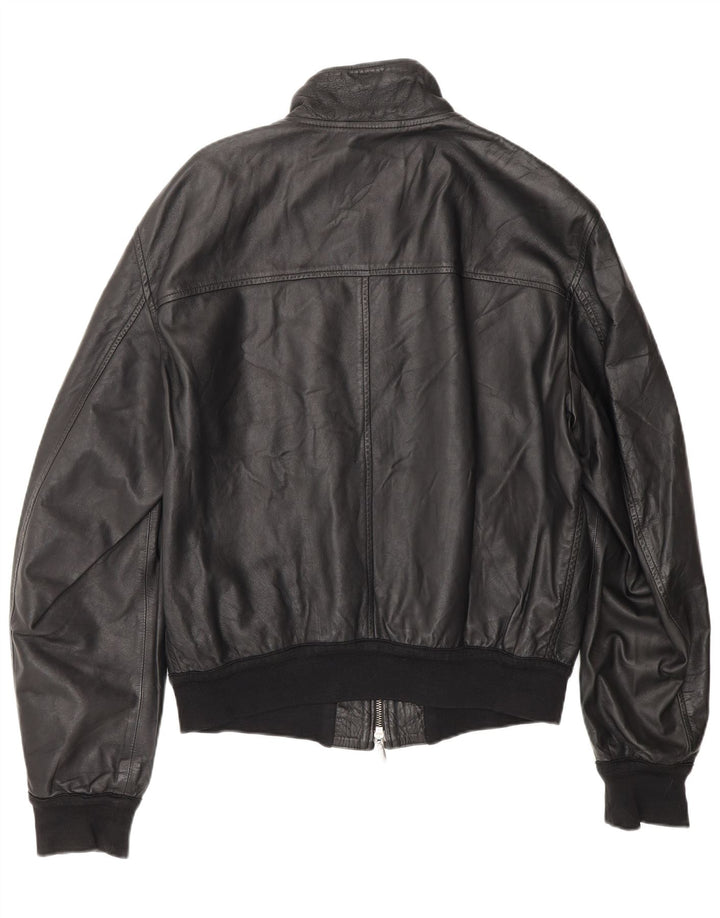 Stewart Womens Bomber Læderjakke UK 20 2XL Sort Læder Biker