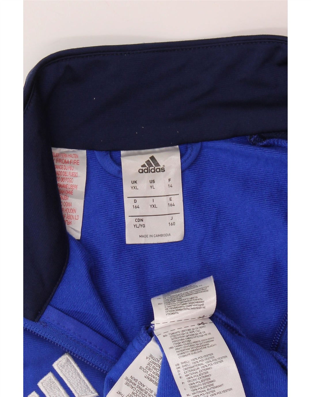ADIDAS Træningsdragt til drenge Topjakke 13-14 år XL Blå Colourblock Polyester
