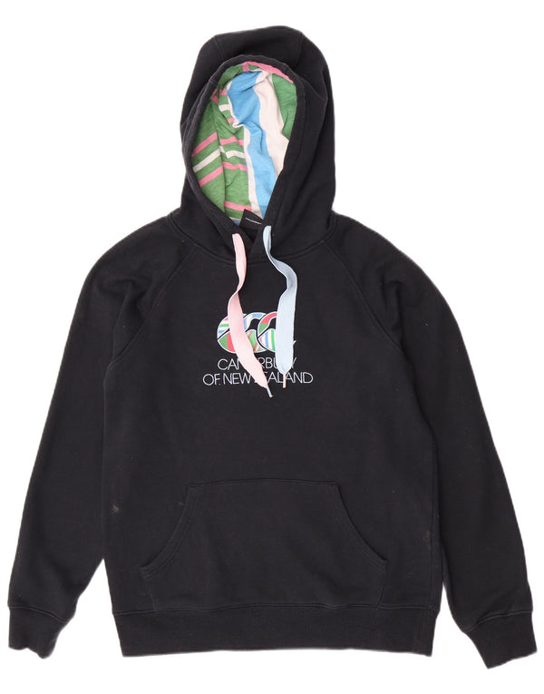 Canterbury grafisk hættetrøje til kvinder UK 14 Stor sort bomuld