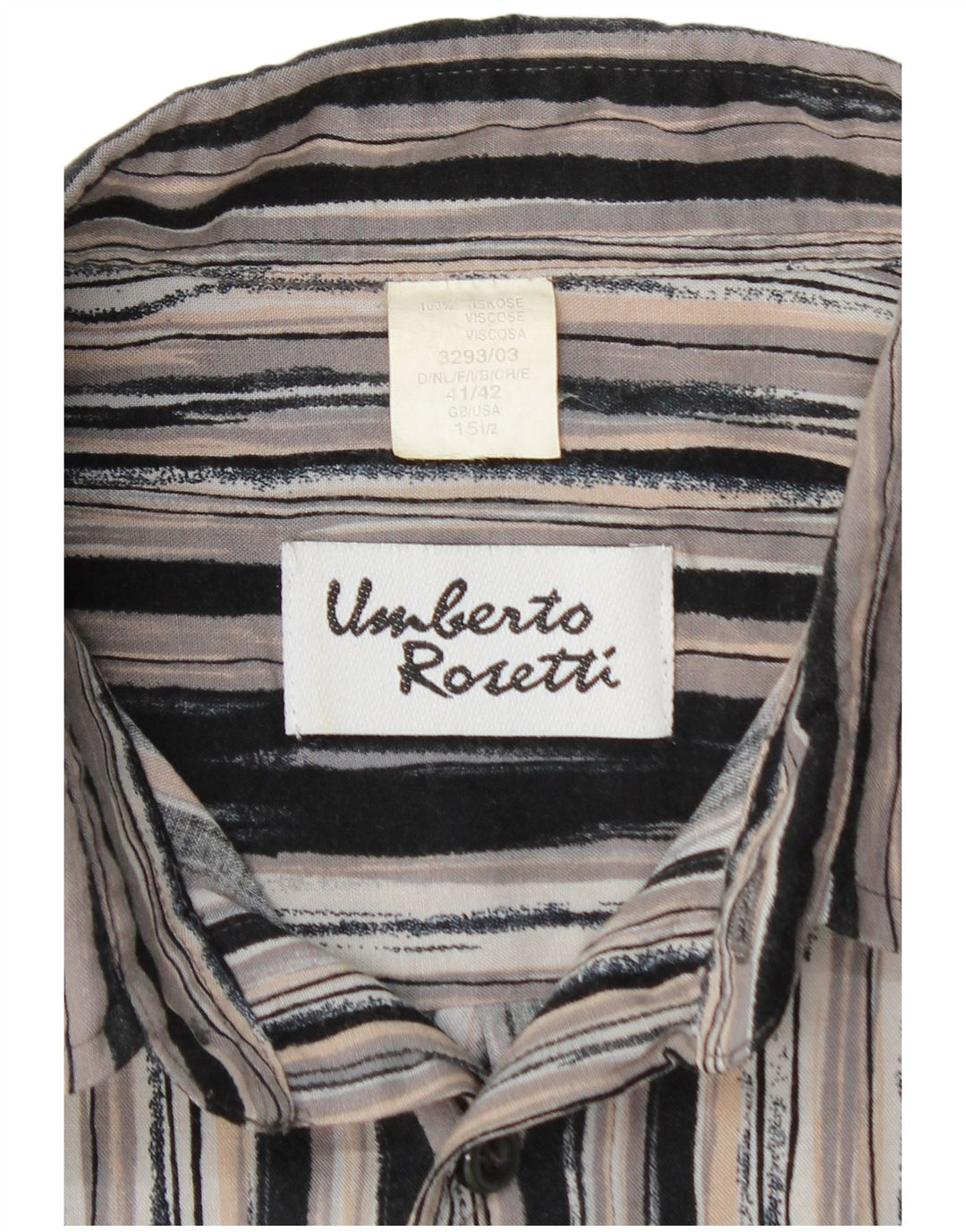 UMBERTO ROSETTI Herre Overshirt Skjorte Størrelse 15 1/2 Medium Grå Stribet