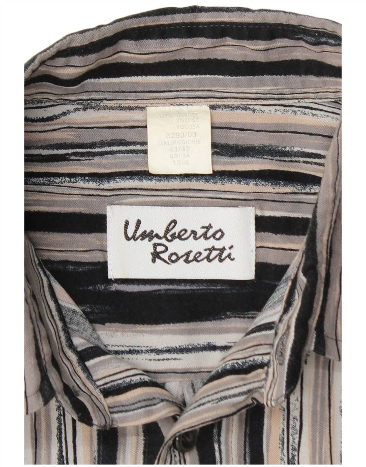 UMBERTO ROSETTI Herre Overshirt Skjorte Størrelse 15 1/2 Medium Grå Stribet