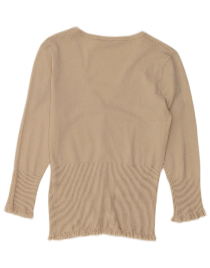 John Lewis Dame Cardigan Sweater UK 10 Small Beige Viscose