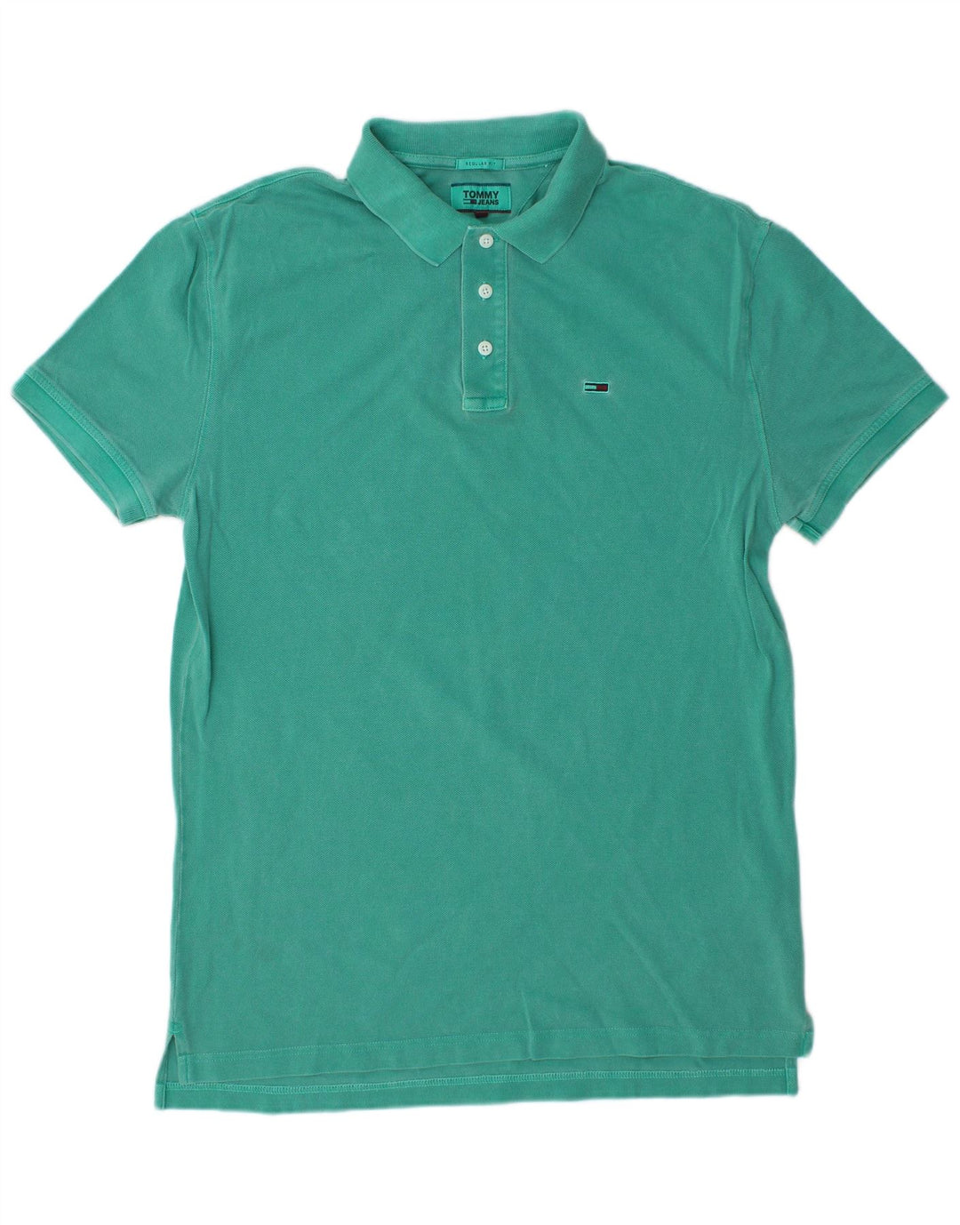 TOMMY HILFIGER Mens Regular Fit Polo Shirt Medium Green Cotton
