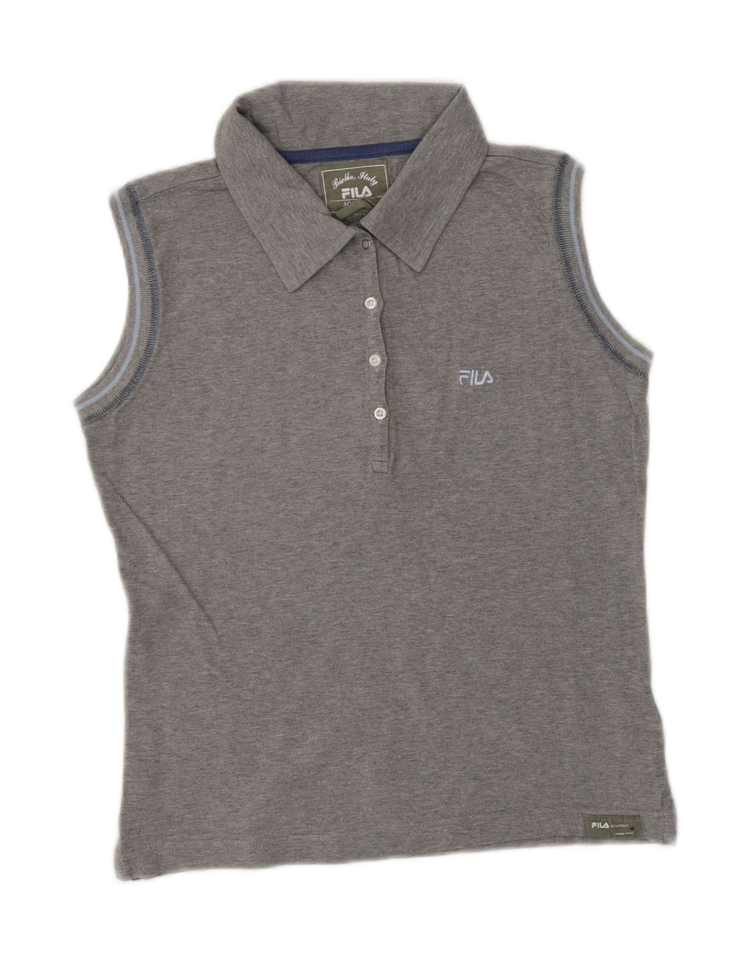 FILA Womens Crop ærmeløs poloshirt UK 10 Small Grey Bomuld