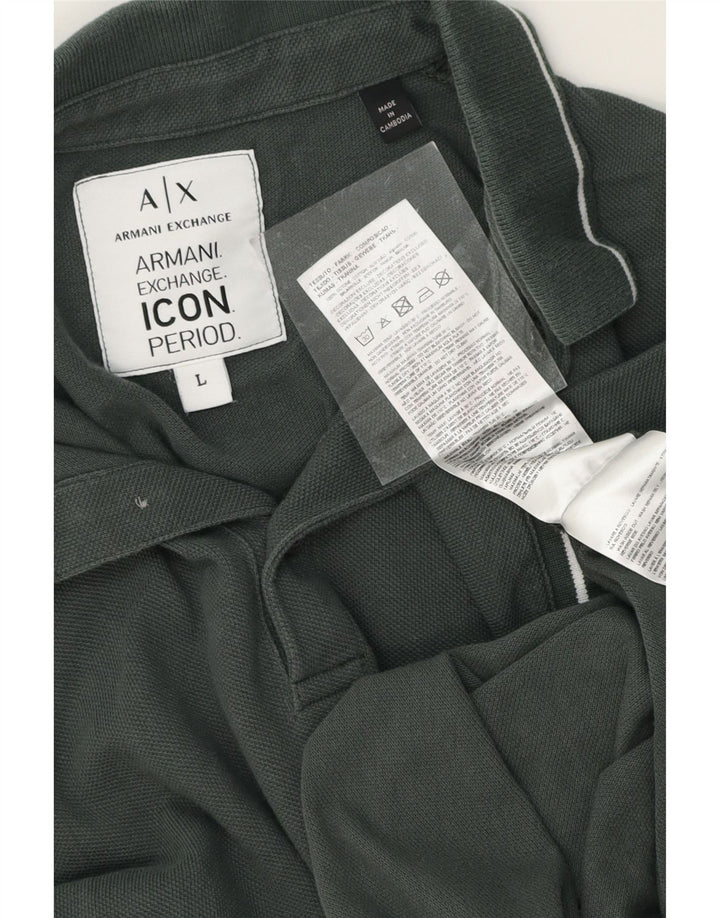 ARMANI Mens Polo Shirt Large Grey Cotton Vintage Armani and Second-Hand Armani from Messina Hembry 