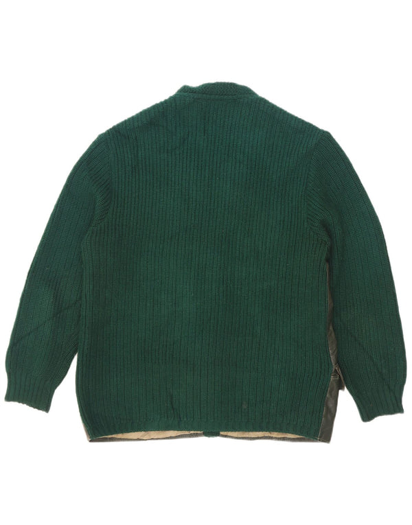 Vintage herre læder cardigan sweater EU 50 Medium Green