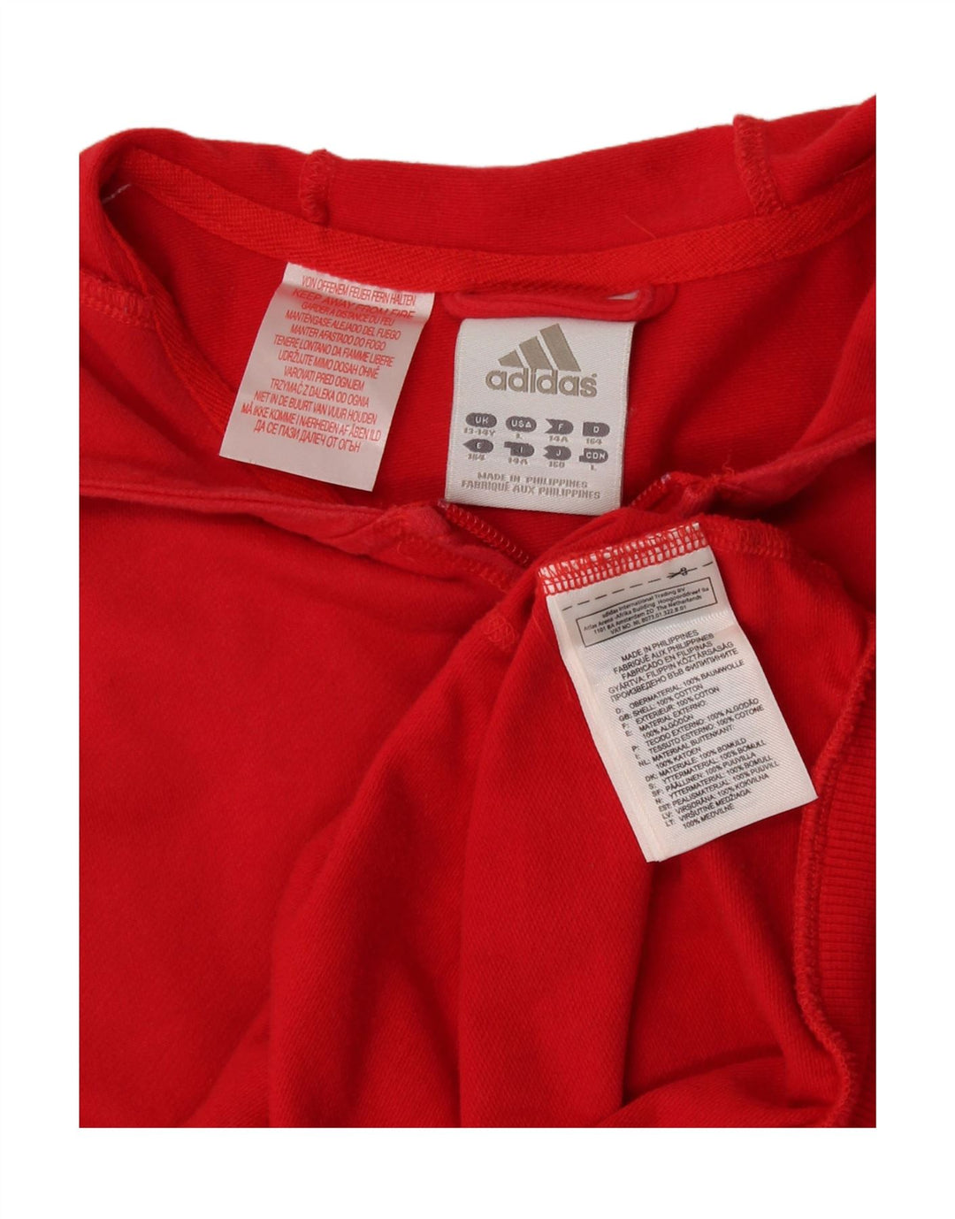 Adidas hættetrøje med lynlås til piger 13-14 år rød bomuld