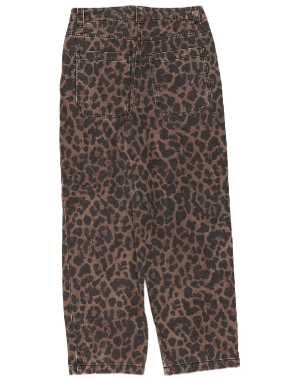 Topshop Dame tilspidsede jeans UK 12 Medium W32 L29 Brun Animal Print Bomuld