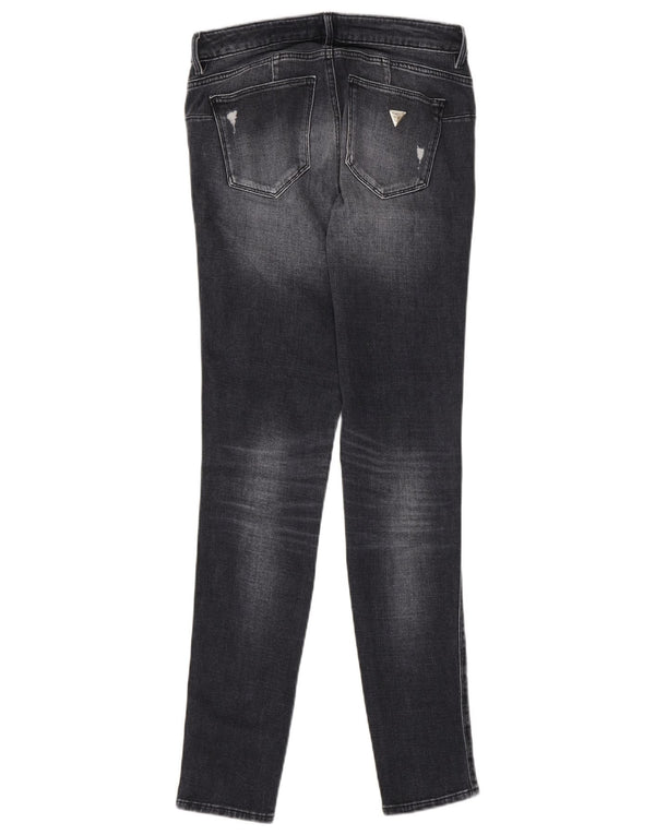 Guess Womens Curve Distressed Skinny Jeans W28 L30 Sort bomuld