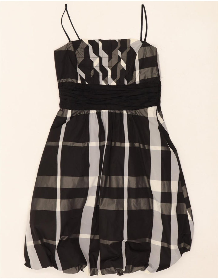 Zara Dame Ærmeløs Bubble Dress UK 8 Lille sort ternet polyester