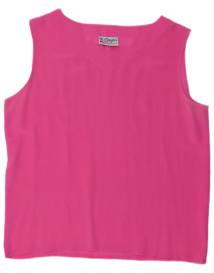 Douglas Dame ærmeløs bluse Top UK 14 Medium Pink Silke