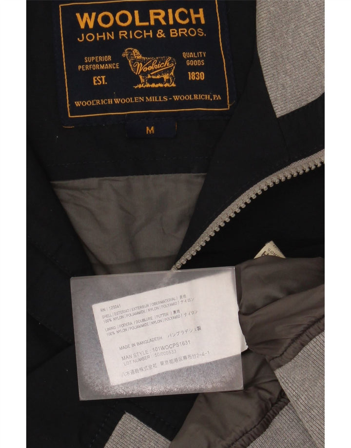 Woolrich Bomberjakke til mænd UK 38 Medium Navy Blue Colourblock Nylon