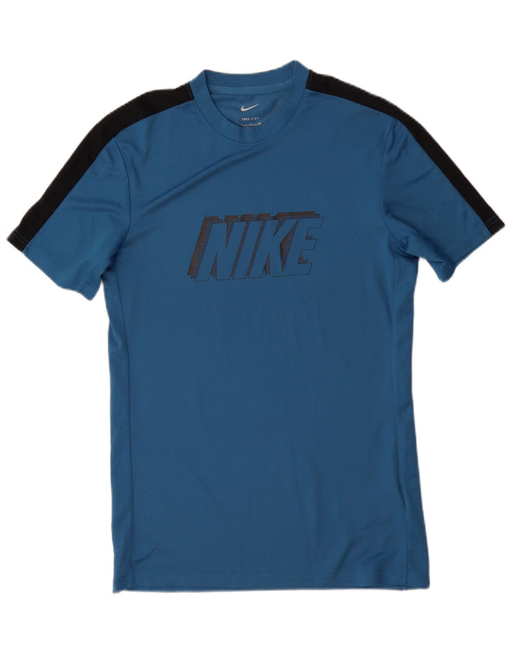 NIKE Herre Dri Fit grafisk T-shirt Top Lille blå Colourblock Polyester