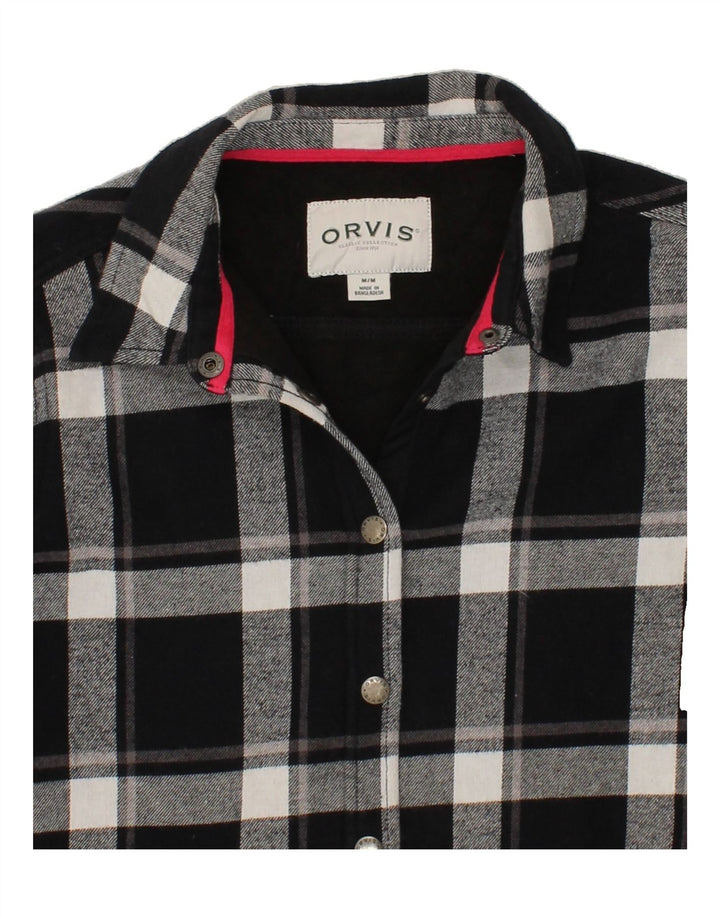 ORVIS Womens Bomber Jacket UK 14 Medium Black Plaid Cotton Vintage Orvis and Second-Hand Orvis from Messina Hembry 