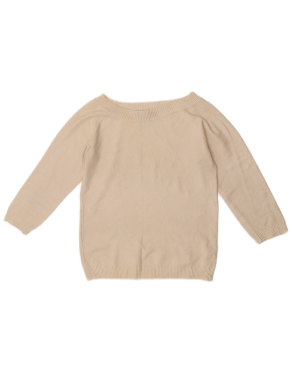 Zara Womens Crop 3/4-ærmet bådhalstrøje UK 12 Medium Off White