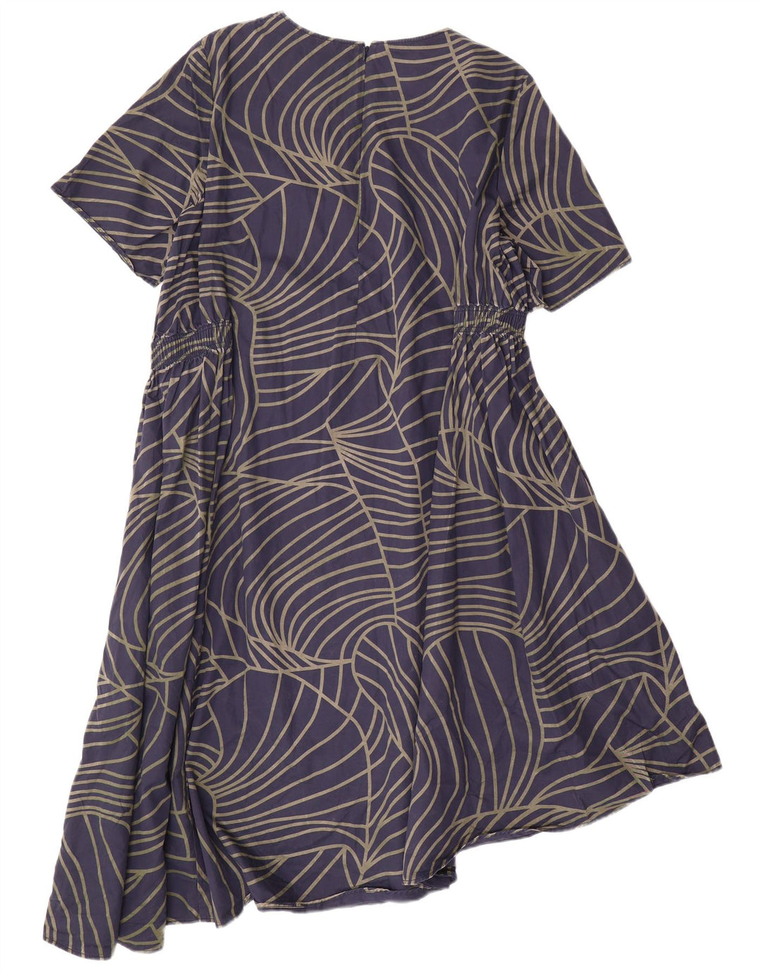 COS Dame Asymmetrisk Kjole EU 42 Stor Marineblå Geometrisk Bomuld