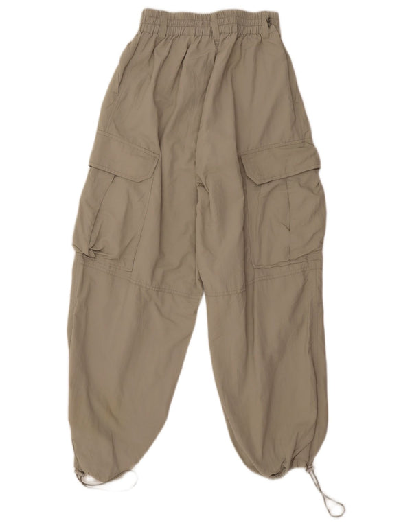 Zara Dame Loose Fit Joggers Cargo Bukser XS W25 L25 Grøn Nylon