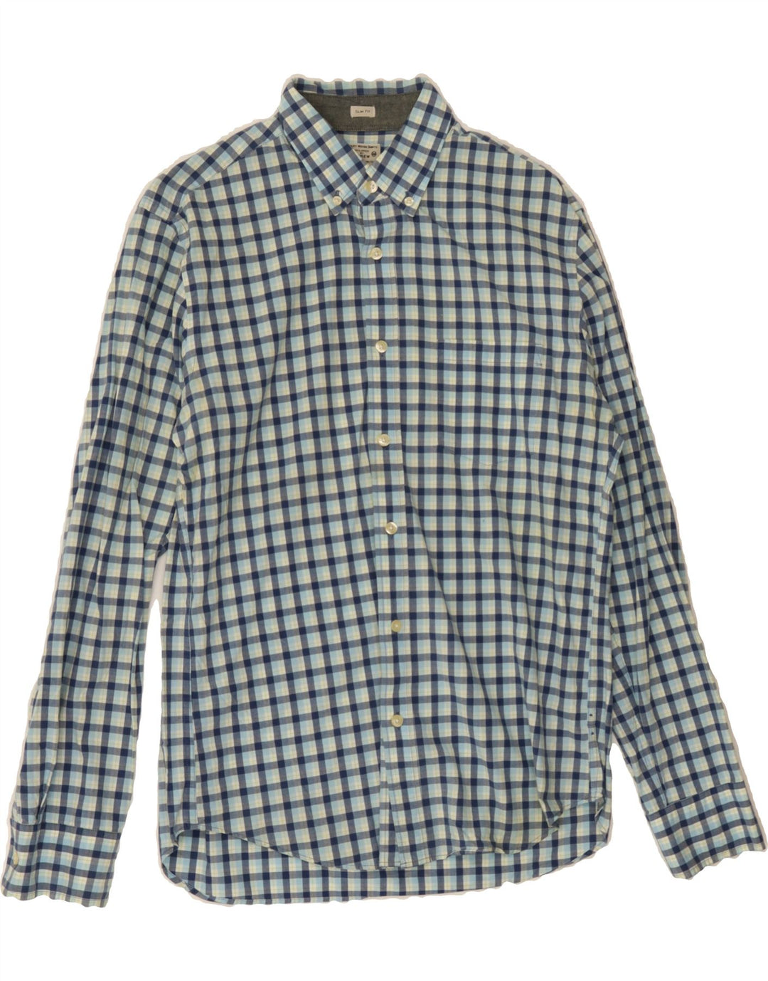 J. CREW Mens Slim Fit Shirt Medium Blue Check Cotton Vintage J. Crew and Second-Hand J. Crew from Messina Hembry 