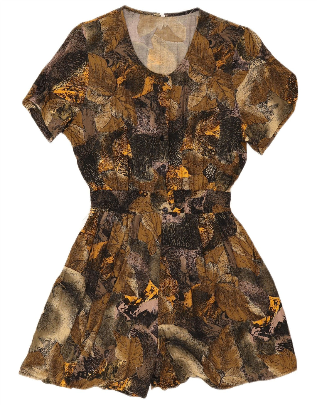 Vintage kvinders abstrakt mønster playsuit UK 14 Large Green