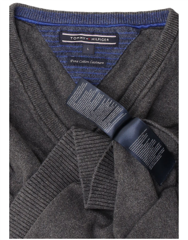 Tommy Hilfiger Herre V-hals sweater Stor Grå Bomuld