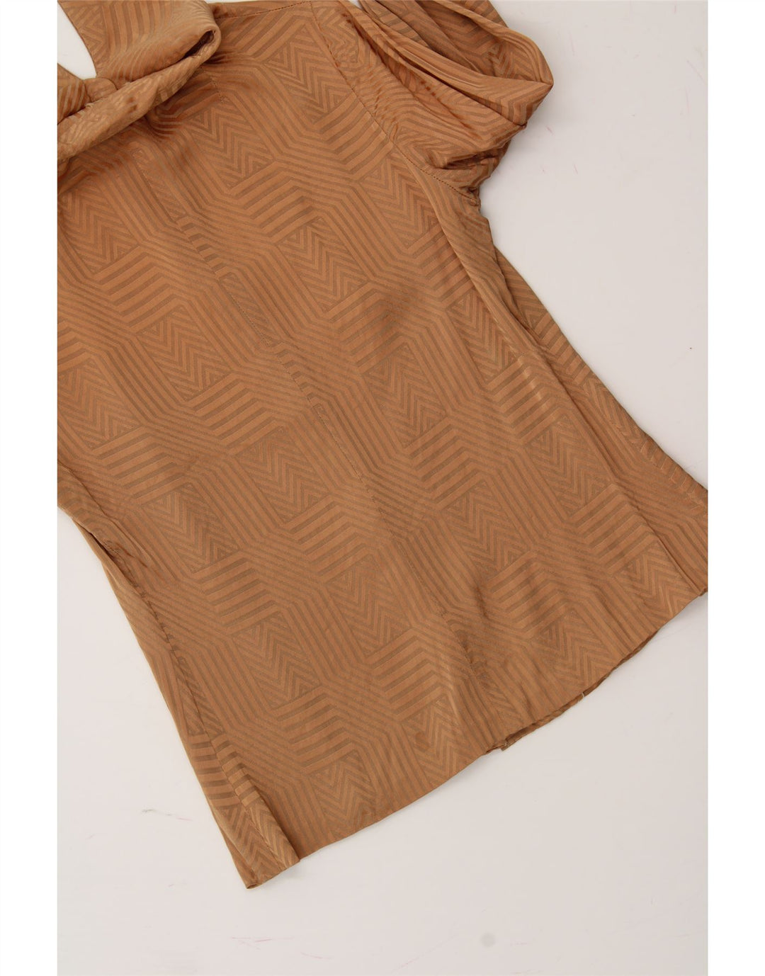 VINTAGE Womens Shirt UK 10 Small Beige Geometric Vintage Vintage and Second-Hand Vintage from Messina Hembry 