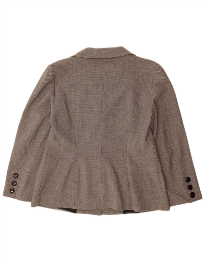 Zara Dame 4-knaps blazerjakke EU 42 Large Grå Houndstooth Polyester