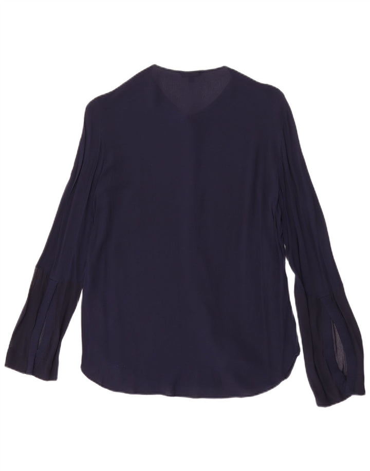 Massimo Dutti Dame Shirt Bluse EU 40 Medium Navy Blue Viscose