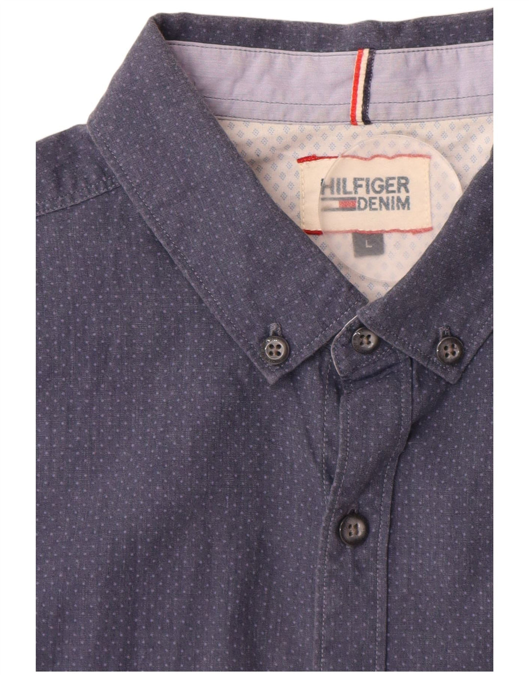 Tommy Hilfiger Kortærmet Herreskjorte Stor Blå Plettet