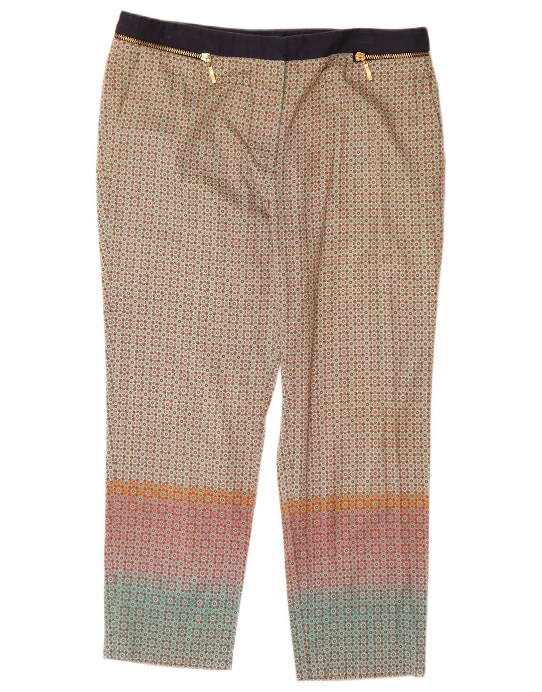 Zara Womens Cropped Trousers EU 40 Medium W30 L24 Multicolored Geometric