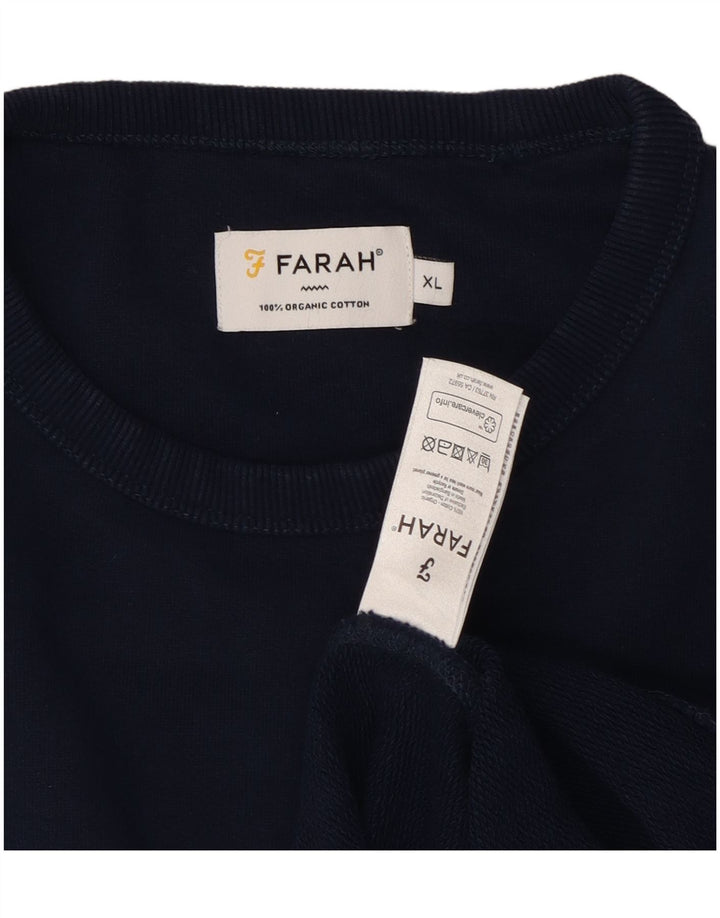 FARAH Herre sweater med rund hals XL marineblå bomuld