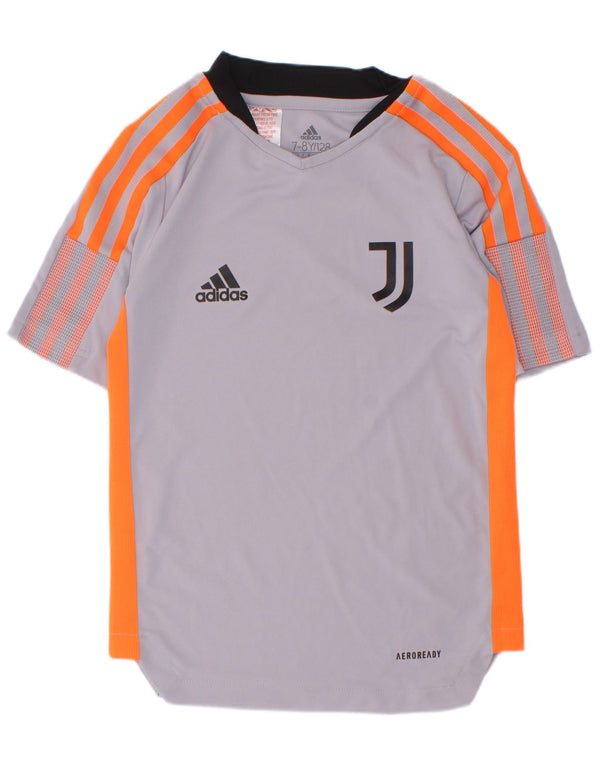 Adidas Boys Juventus Grafisk T-Shirt Top 7-8 år Grå Colourblock