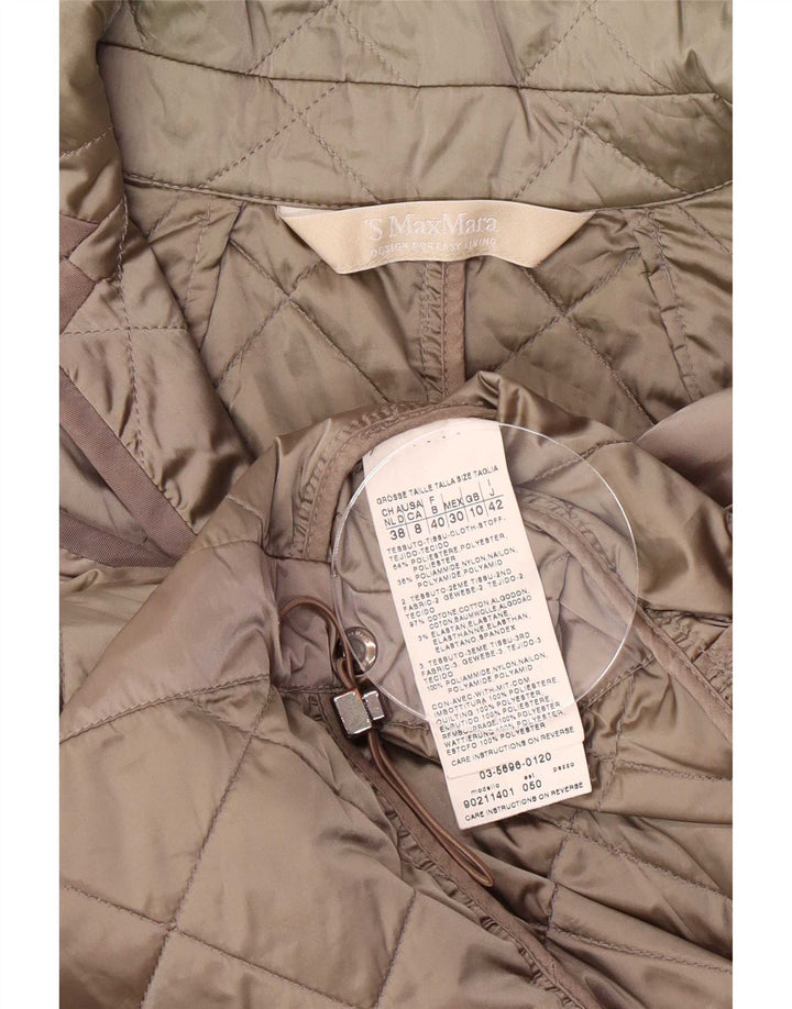 Max Mara Quiltet jakke til kvinder UK 10 Small Khaki Polyester