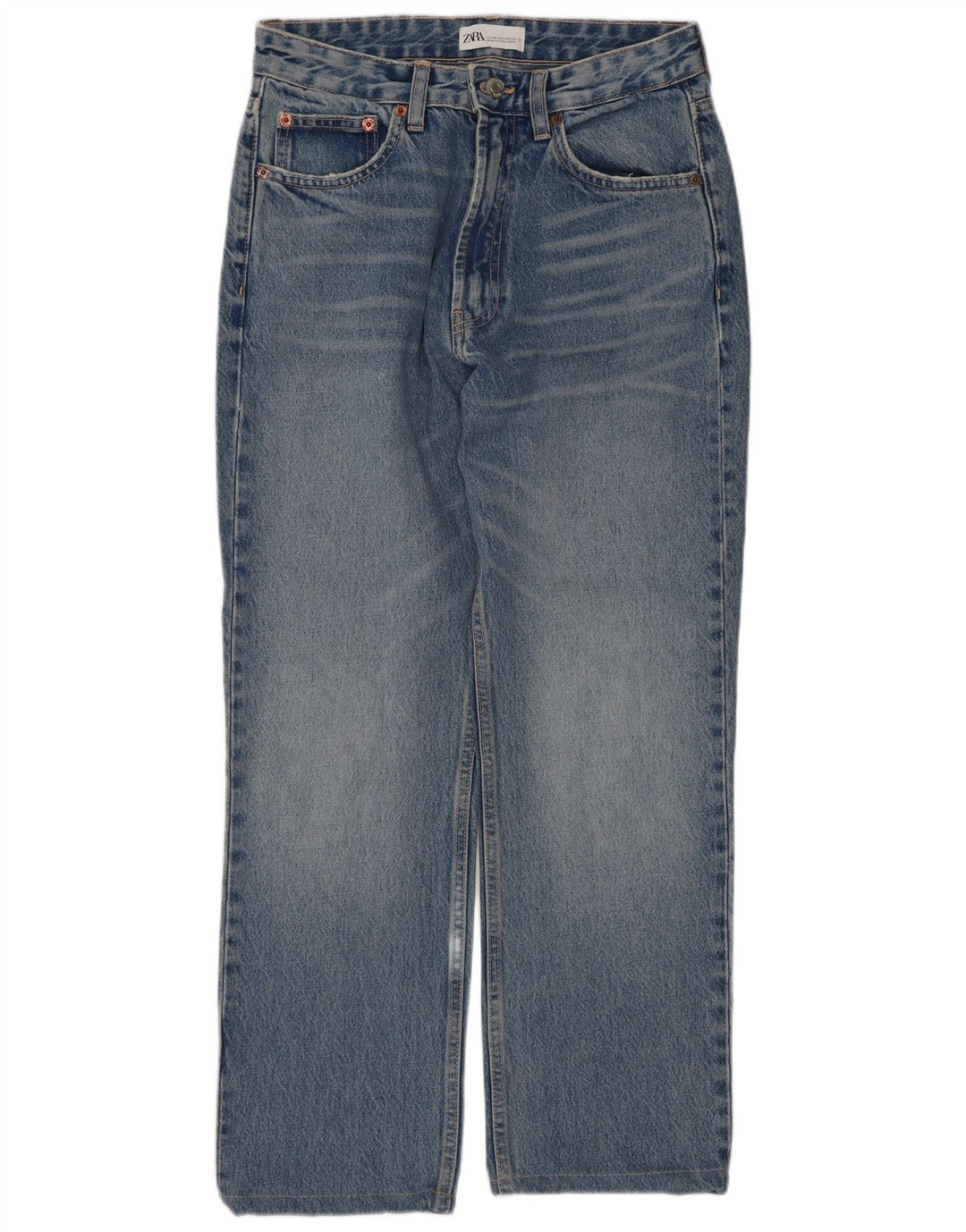 Zara Womens Crop Straight Jeans EU 38 Small W28 L25 Blue