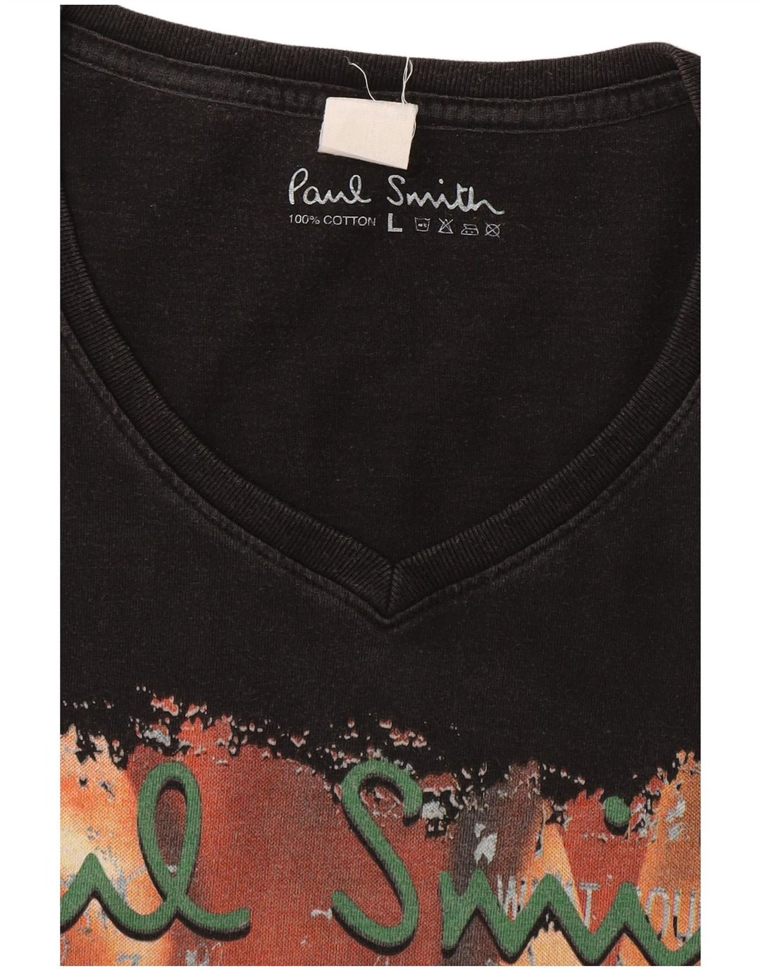 Paul Smith Herre grafisk T-shirt Top Stor sort bomuld