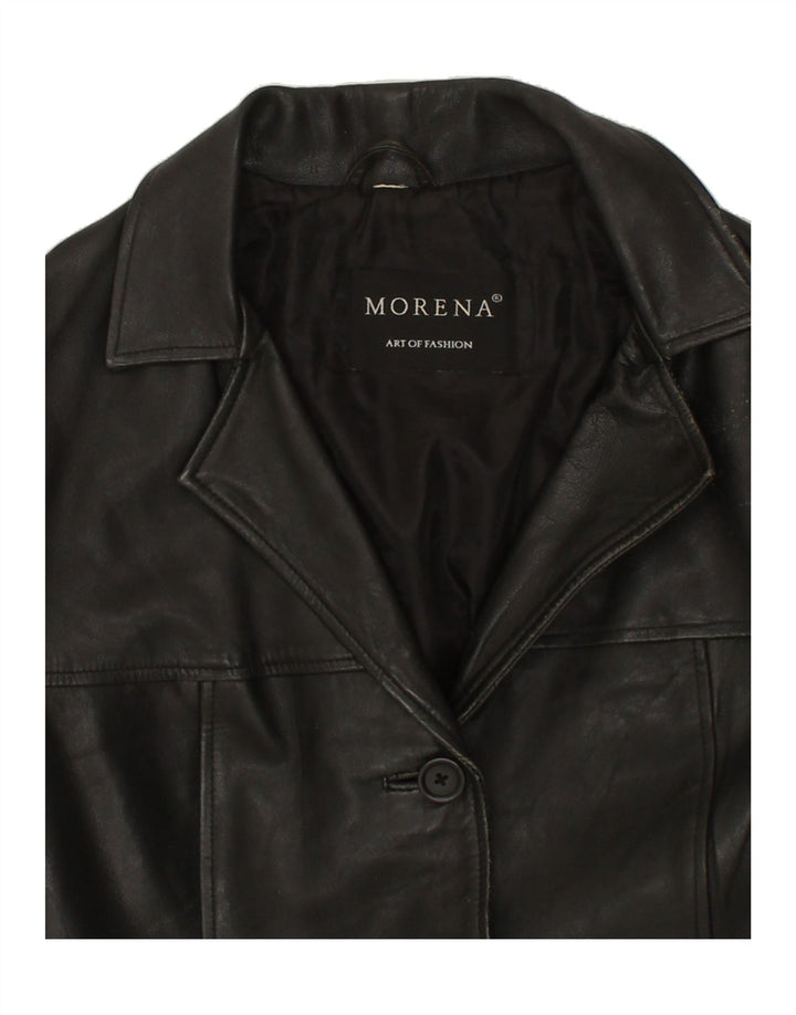 MORENA Womens Leather Jacket UK 10 Small Black Vintage Morena and Second-Hand Morena from Messina Hembry 