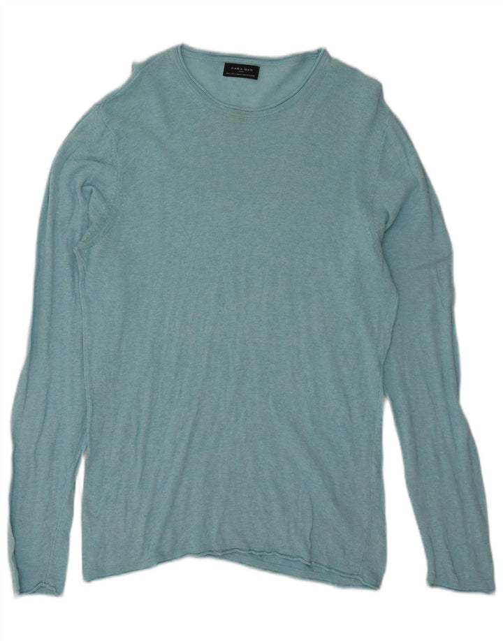 Zara Herre sweater med rund hals, stor blå