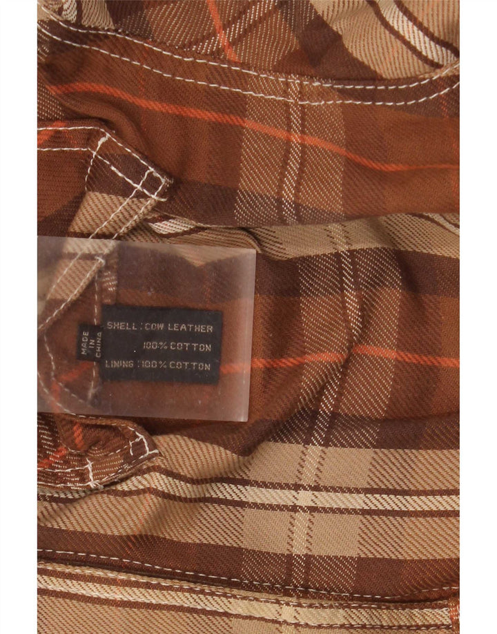 Diesel Herre Vendbar jakke UK 40 Large Brown Plaid Læder