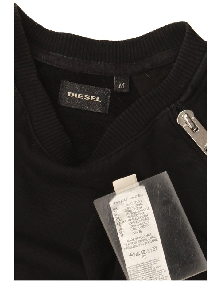 Diesel Dame Sweatshirt Jumper UK 14 Medium Sort Bomuld