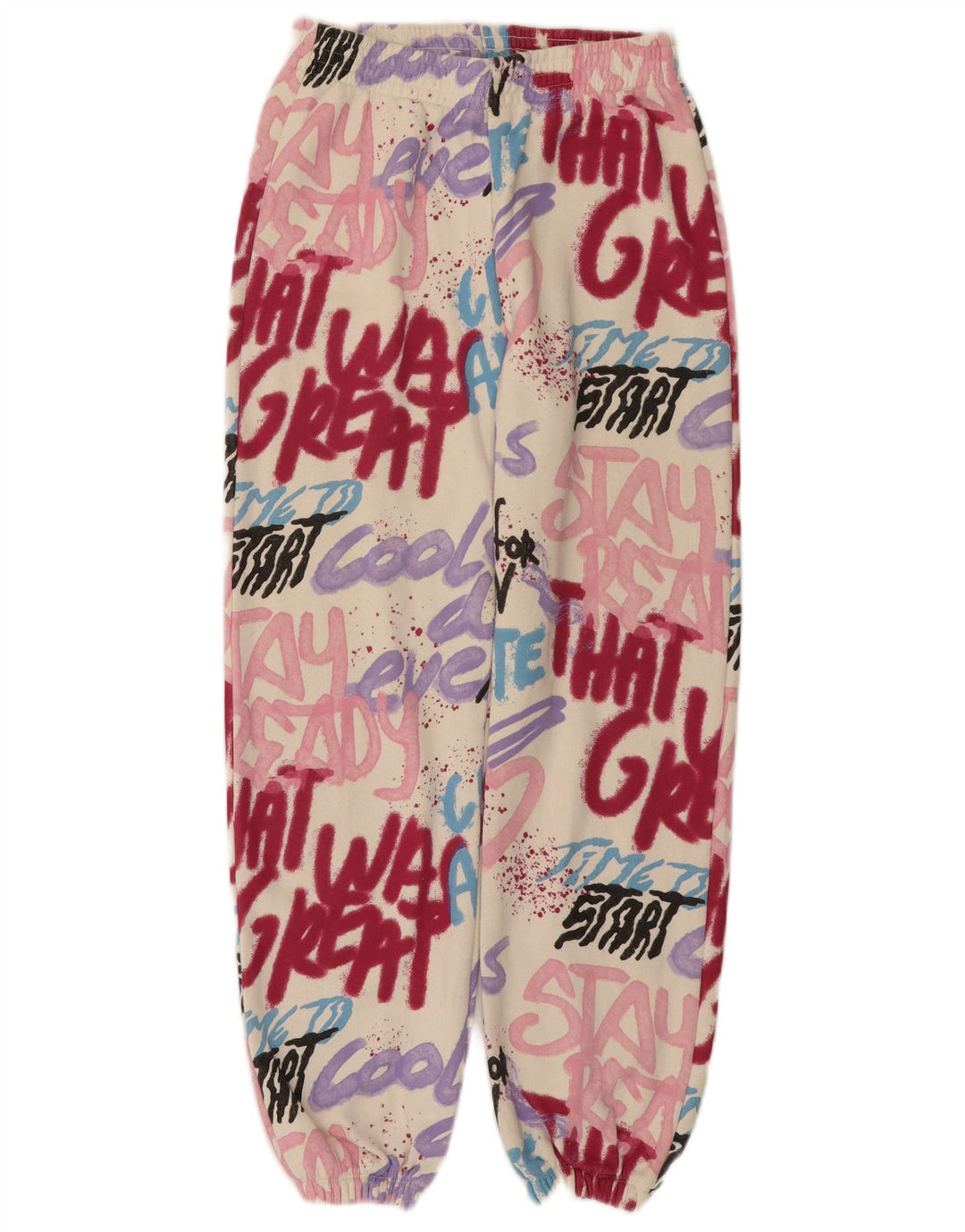 ZARA Piger grafisk træningsdragt Bukser Joggers 13-14 år Off White Bomuld