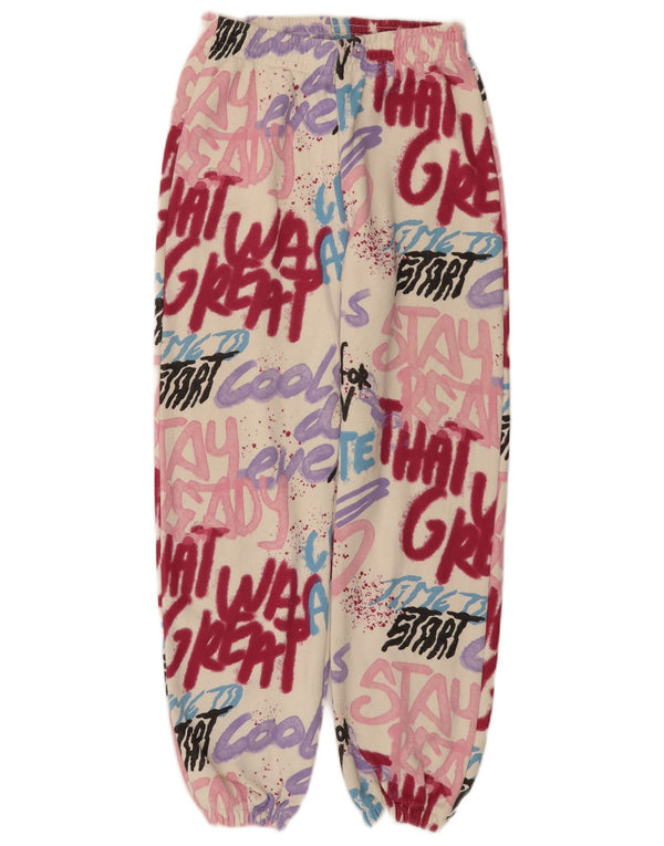 ZARA Piger grafisk træningsdragt Bukser Joggers 13-14 år Off White Bomuld