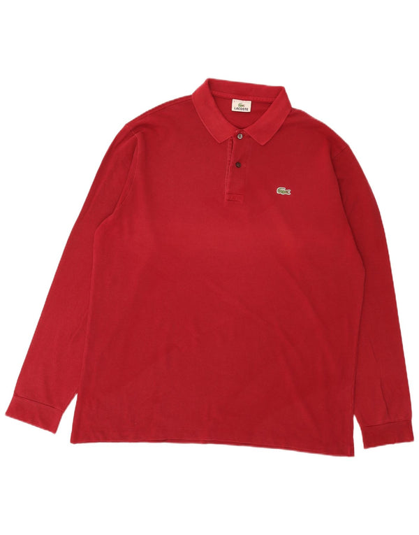 Lacoste Langærmet Polo Shirt til mænd Størrelse 6 XL Bourgogne bomuld