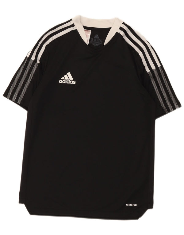 Adidas Boys Aeroready T-Shirt Top 13-14 år Sort Colourblock Polyester