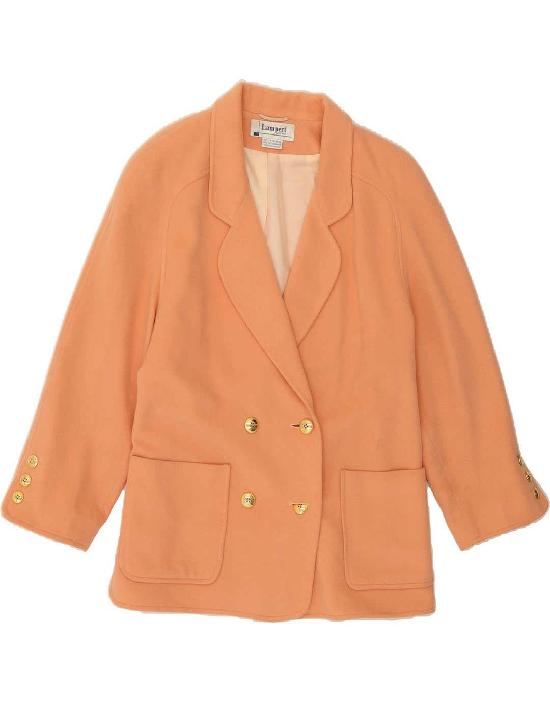 LAMPERT Womens Double Breasted Blazer Jacket UK 14 Large Orange Wool Vintage Lampert and Second-Hand Lampert from Messina Hembry 