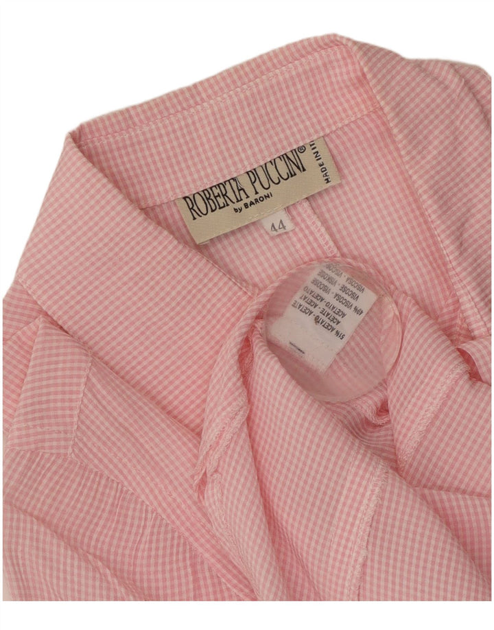 Roberta Puccini Dame Kortærmet Bluse IT 44 Medium Pink Gingham